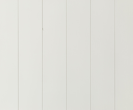 Vitmålad träpanel med slät yta och vertikala skarvar.