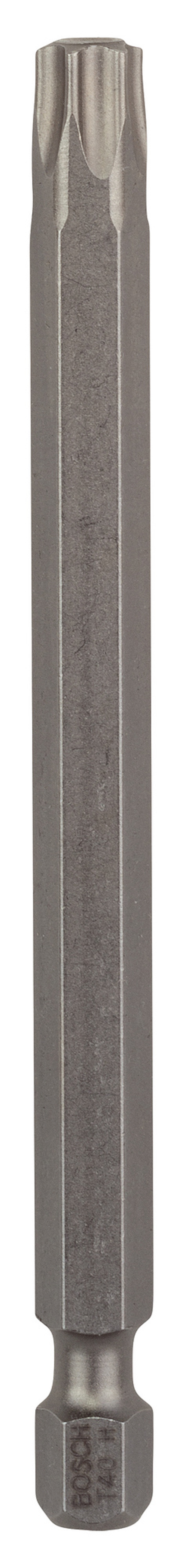 Lång, silvergrå bit med T40-stjärnformad spets och mönstrad yta.