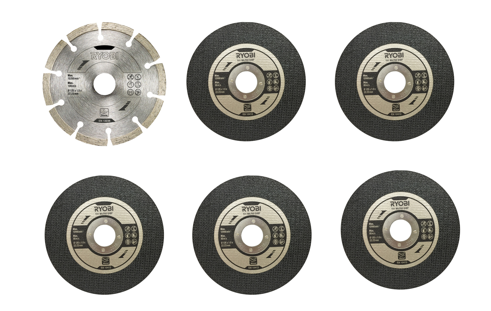 KAPSKIVA SET RAK6AGD125 125MM 1ST DIAMANT, 5ST METALL - Ryobi