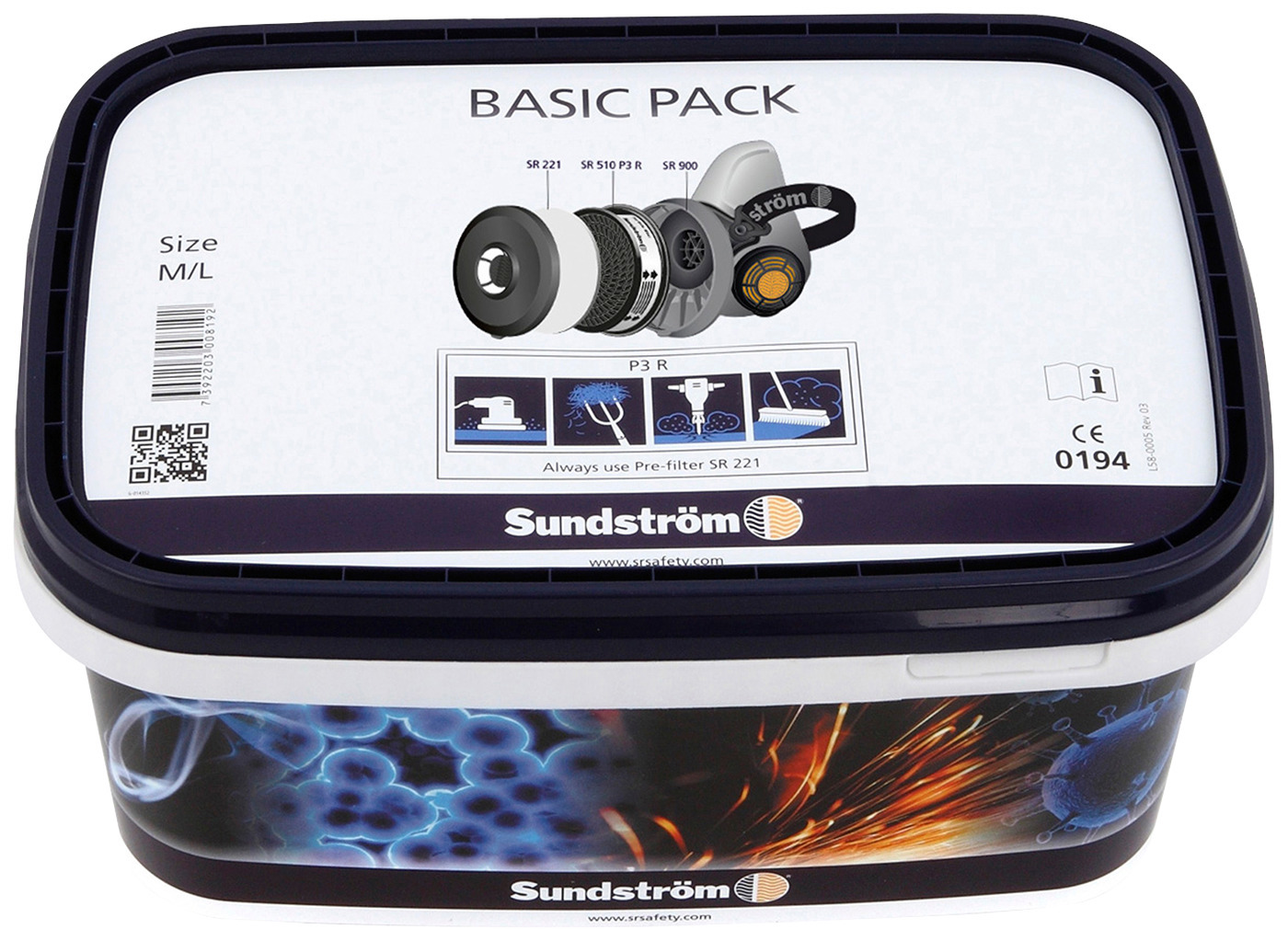 HALVMASK BASIC PACK SR 900 SUNDSTÖM M - Sundström