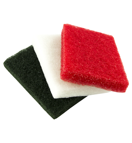 Tre skurblock: ett grönt, ett vitt och ett rött i fjäderformation.