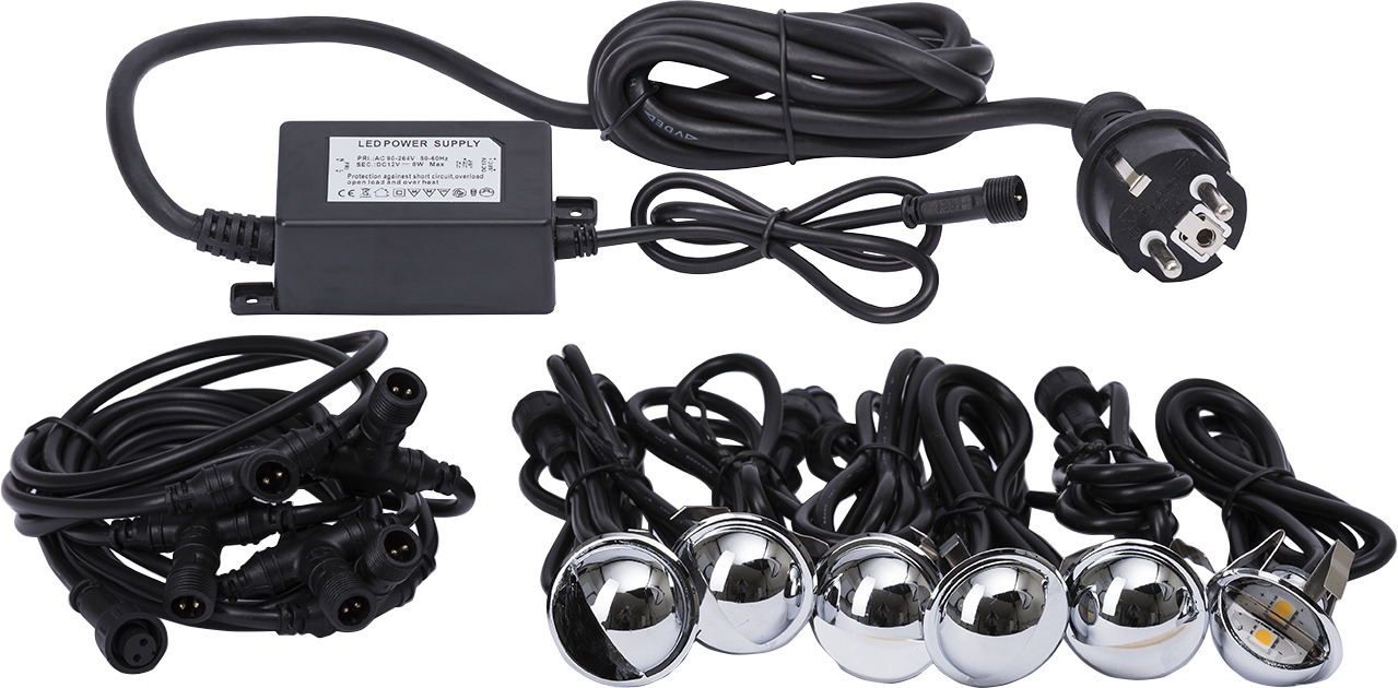 TRÄDGÅRDSBELYSNING, STAIRLIGHT, LED, 6-PACK INKL TRAFO - Gelia