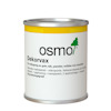 Vit plåtburk med texten "osmo Dekorvax" och detaljer om produktens användning och egenskaper.
