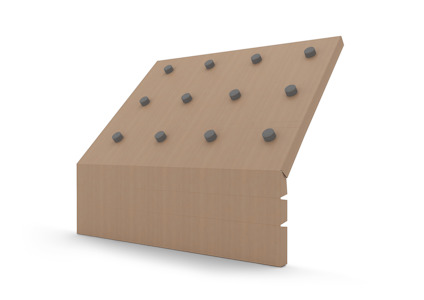 Träbearbetningsmall med flera monterade metallhållare.