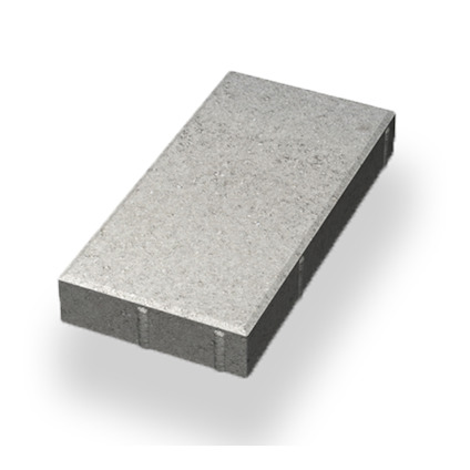 Rektangulär grå betongplatta med slät yta och fasade kanter.