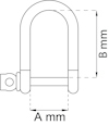 Diagram av en bygel med mått angivna som A mm för bredd och B mm för höjd.