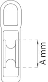 Diagram av en mekanisk koppling med måttindikator "A mm" på höger sida.