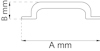 Illustration av en metalldel med måtten A mm och B mm markerade.