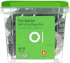 Plastlåda med platta brickor. Märkning: Essve, Flat Washer, DIN 125, M 20, 50 st, Art 61068367, outdoor.