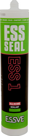 Pappersförpackning av ESSVE ESS 1 tätningsmedel i grönt, svart och vitt med texten "ESS SEAL" och "ESS 1".