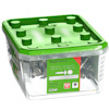 Plastburk med grönt lock innehållande byggplåtskruv från ESSVE, storlek 5,5x32 mm, 200 st.