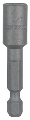 Metallisk Bosch hylsnyckel 1/4 tum med hexagonal skaft.