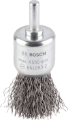 Borste med metalltrådar och text: "Bosch, max 4,500 rpm, EN1083-2".