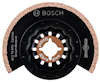 Rund Bosch skärblad med karbidkant, märkning "Starlock" och "ACZ70 RT5 Carbide Grout-Abrasive".