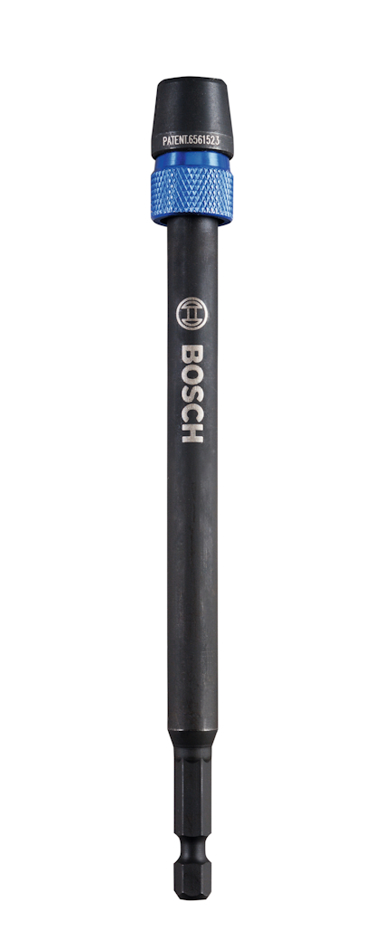 Borrbitsförlängare från Bosch med blått grepp och märkning.