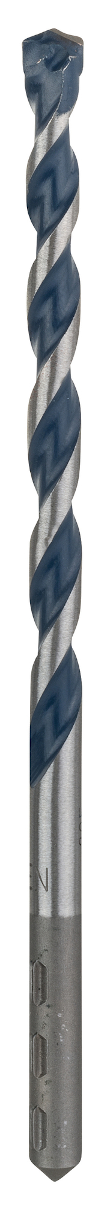 Borr med spiralformade skär och silverfärgad skaft.