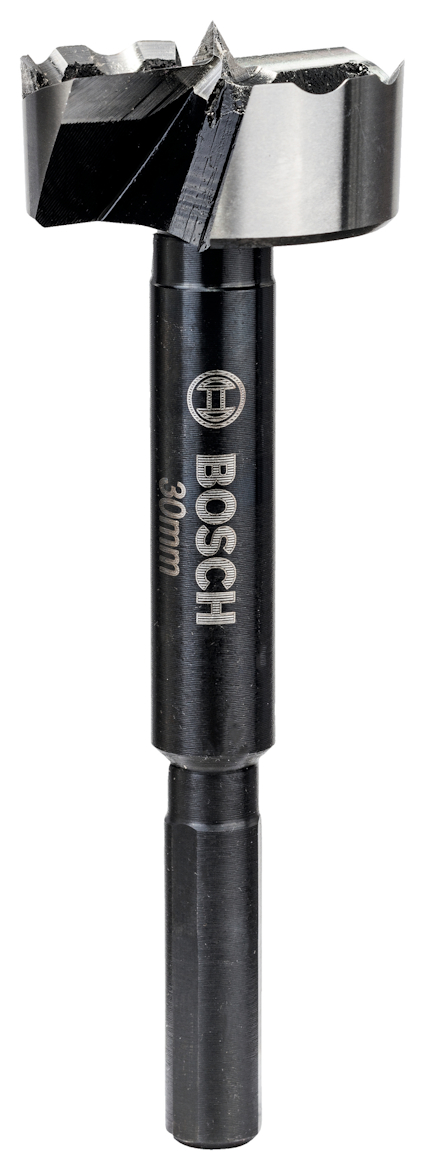Borrkrona från Bosch, 30 mm, med svart och silverfärgad design.