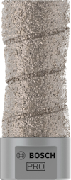 Cylindrisk borr med grov yta, märkt "BOSCH PRO".