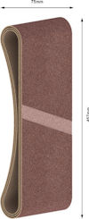 Sandslipband, dimensioner 75mm x 457mm, brun yta.