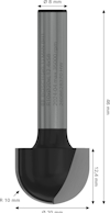 Frässtål med 8 mm skaft, 10 mm radie, och totallängd 46 mm. Innehåller Bosch-logotyp och specifikationer.