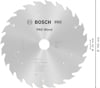 Cirkelsågblad med etikett "PRO Wood", 20 tänder, 165 mm i diameter. Bosch-logotyp och text; "Made in China".